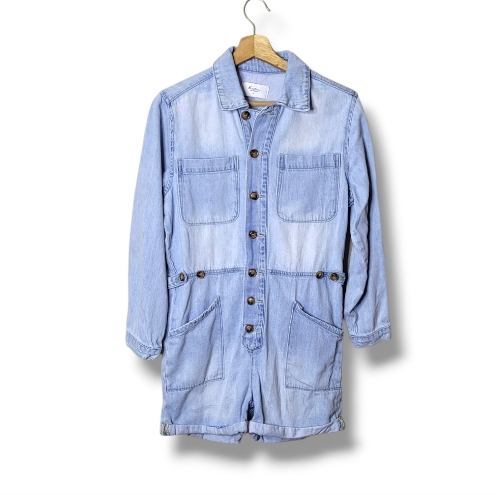 Kancan Denim Long Sleeve Romper